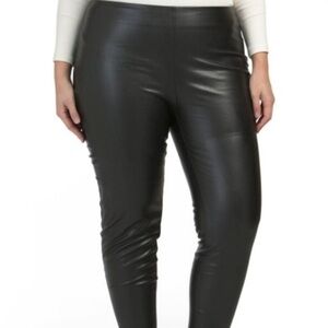 Zac‎ & Rachel Woman Black Faux Leather Ankle Leggings, Size 3X NEW